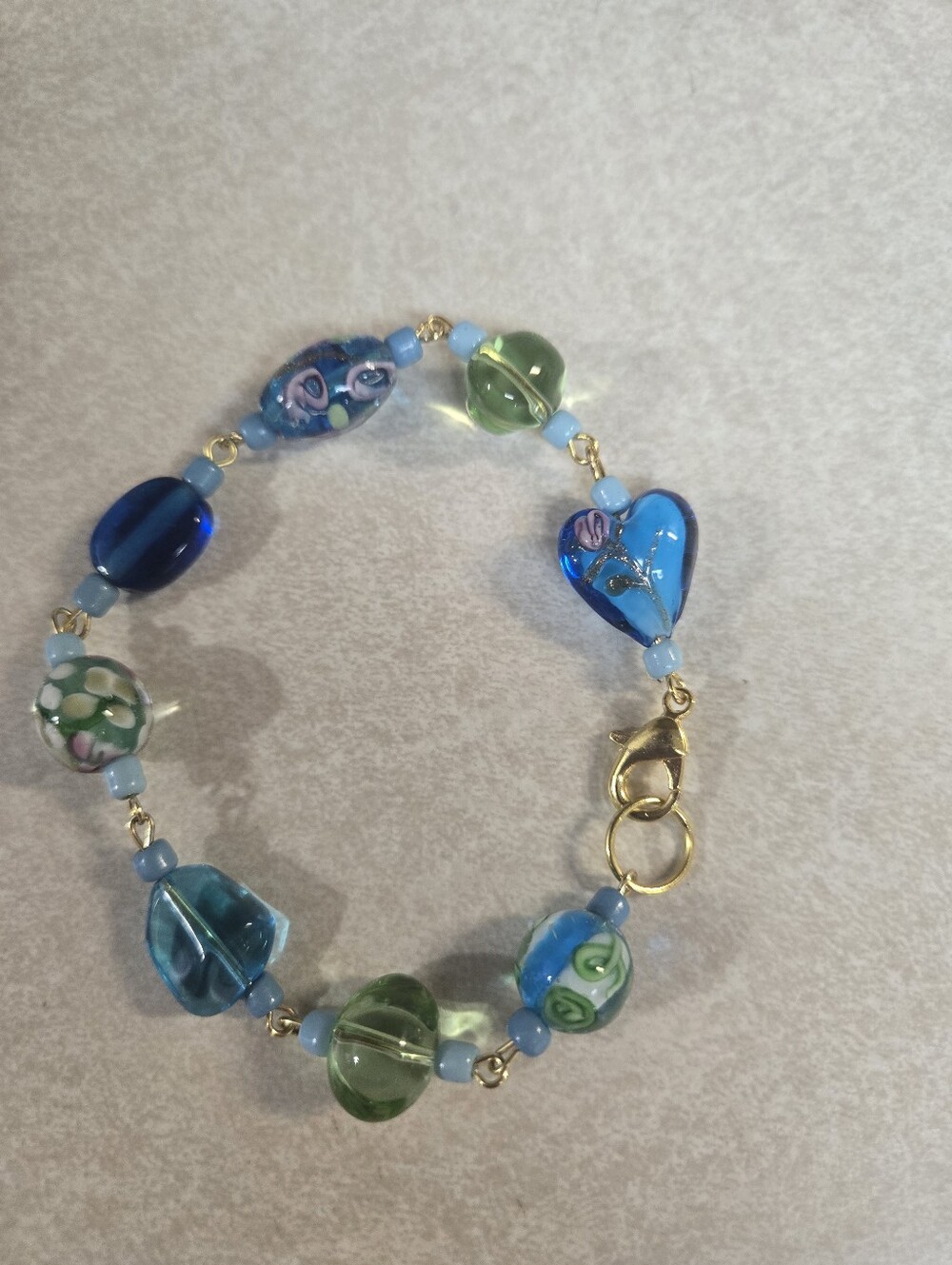 Handmade Artisanal Bohemian Floral Glass Bracelet